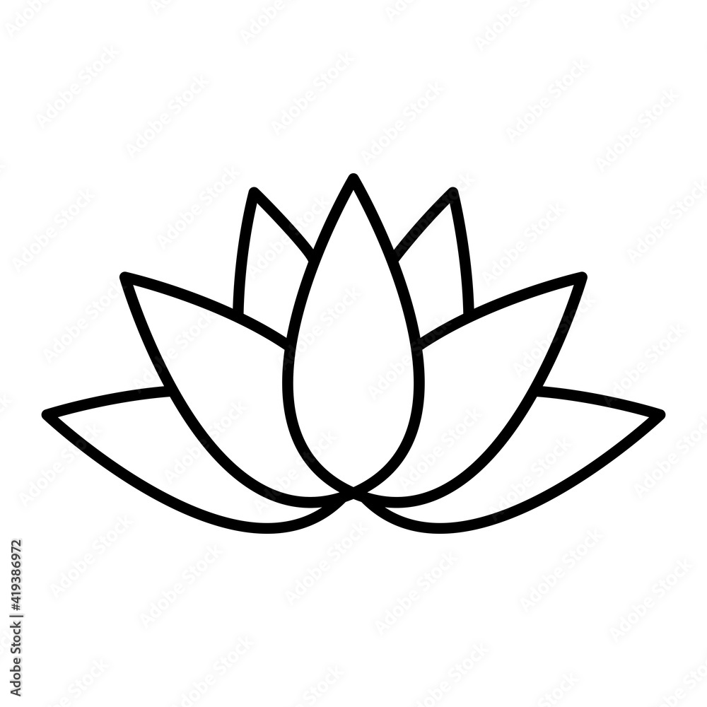Vector Lotus Outline Icon Design Vector Lotus Outline Icon Design
