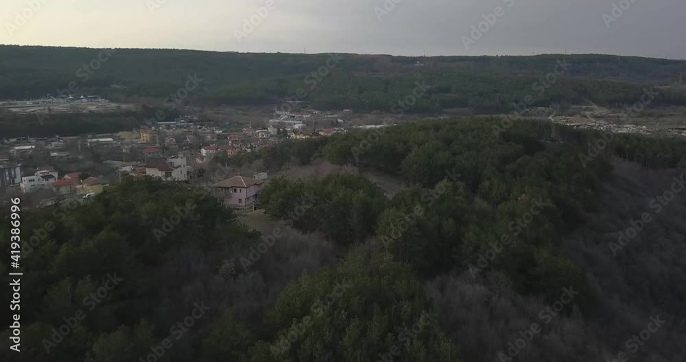 forest dron houses vilage forest dron houses vilage