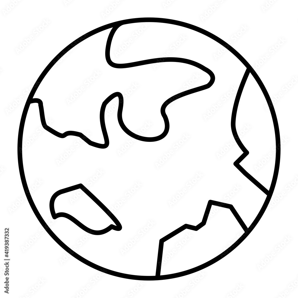 Vector Earth Outline Icon Design Vector Earth Outline Icon Design