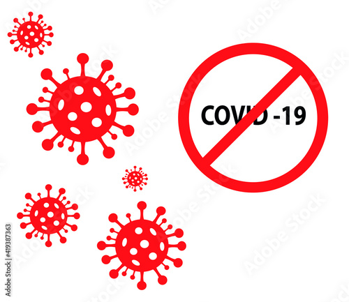 Stop Covid-19 Sign Symbol, vector Illustration concept coronavirus COVID-19. virus wuhan from china.