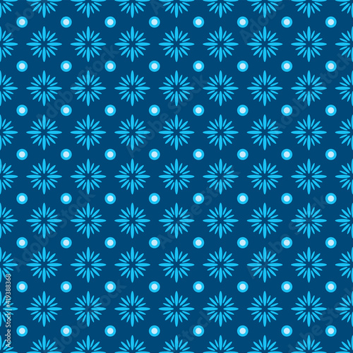 Seamless Shweshwe Flower Pattern in Blue for Fabric and Textile Print