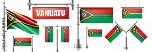 Vector set of the national flag of Vanuatu in various creative designs