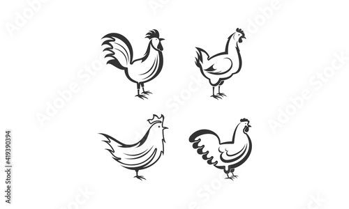 Simple chicken set illustration vector design