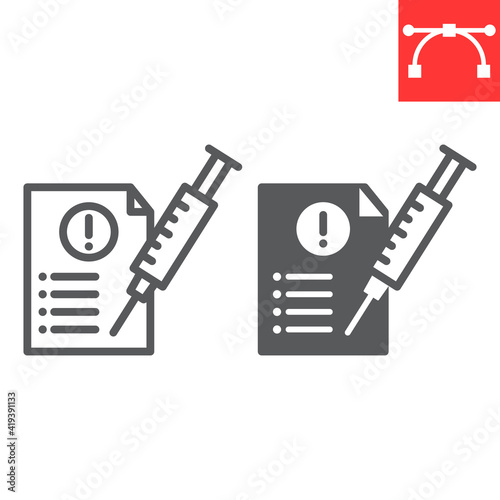 Fototapeta Naklejka Na Ścianę i Meble -  Mandatory vaccination line and glyph icon, covid-19 and injection, mandatory vaccine vector icon, vector graphics, editable stroke outline sign, eps 10.