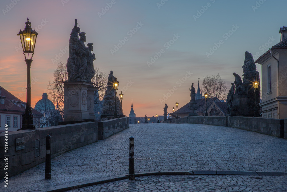 Charles Bridge in the morning / Prague, Czech Republic