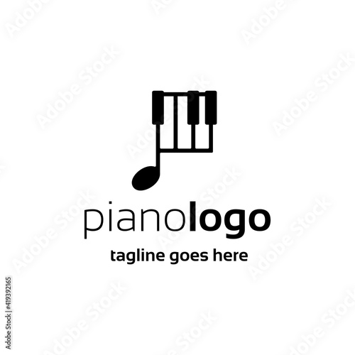 Initial Letter P piano instrument logo icon 