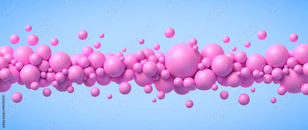Abstract composition with flying pink bubbles in different sizes vector background