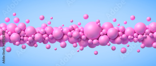 Abstract composition with flying pink bubbles in different sizes vector background photo
