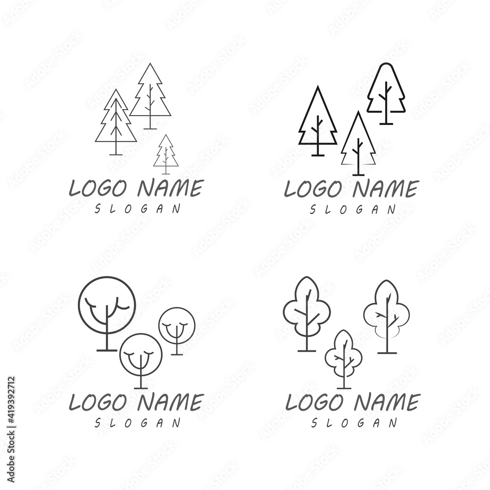Tree Line Logo Template vector symbol nature Tree Line Logo Template vector symbol nature