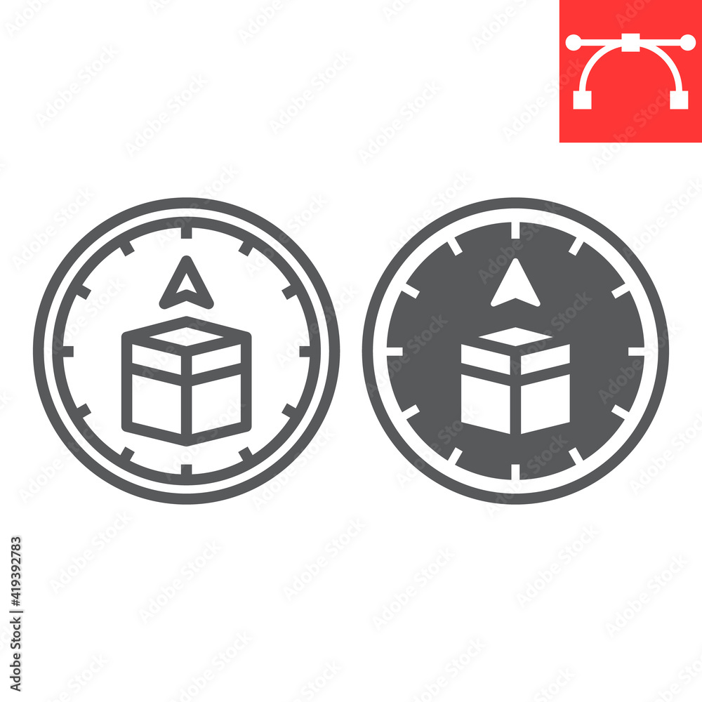 Qibla compass line and glyph icon, happy ramadan and religion, qibla compass vector icon, vector graphics, editable stroke outline sign, eps 10. Qibla compass line and glyph icon, happy ramadan and religion, qibla compass vector icon, vector graphics, editable stroke outline sign, eps 10.
