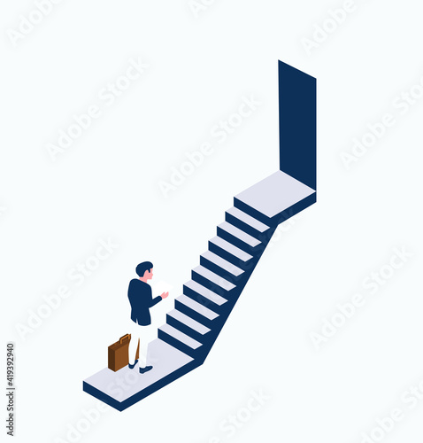 Business man  climbing the stairs concept