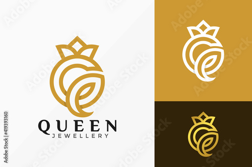 Letter Q Queen Crown Luxury Logo Vector Design. Abstract emblem, designs concept, logos, logotype element for template.