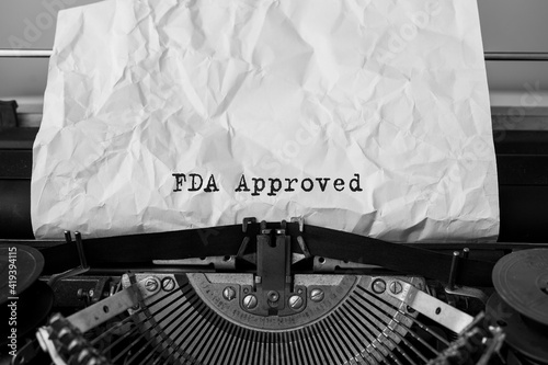 Text FDA Approved typed on retro typewriter photo