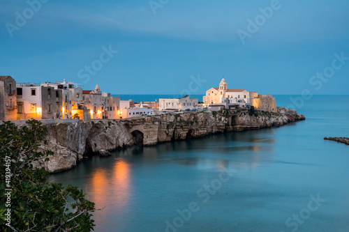 oldtown of picturesque Vieste on Gargano Peninsula at blue hour