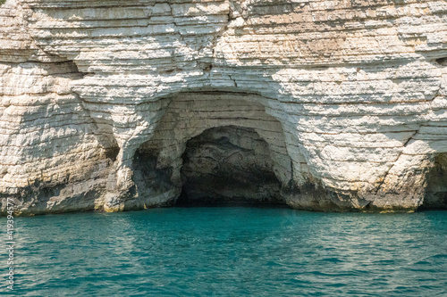 Gargano coast with sea cave (Grotta) in Puglia