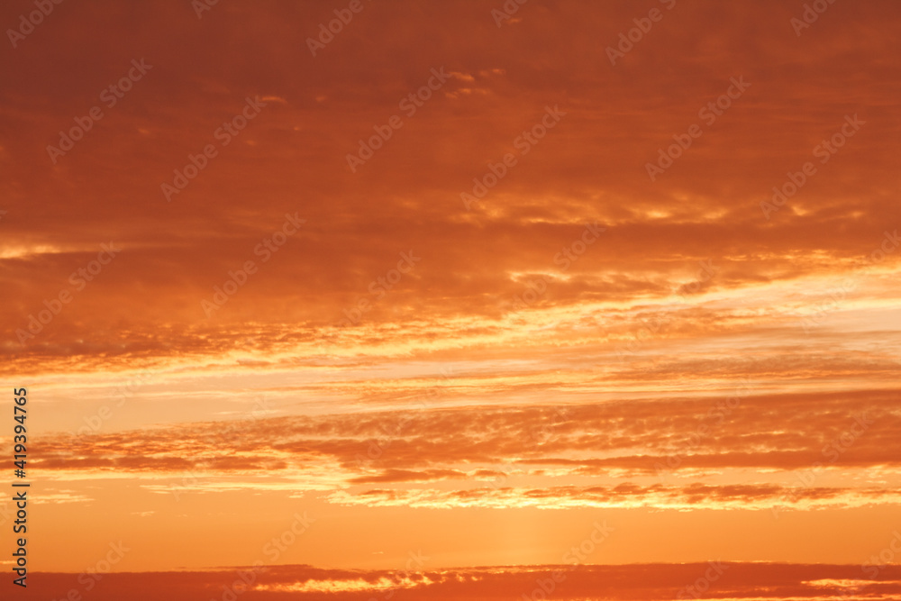 late beautiful sunset with clouds, natural beauty background