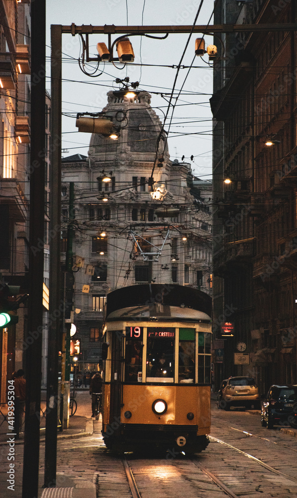 Fototapeta premium tram in the city center of Milan