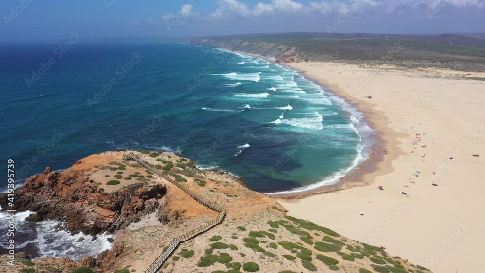 Aerial view of beach on the Atlantic ocean, Algarve, Portugal Aerial view of beach on the Atlantic ocean, Algarve, Portugal