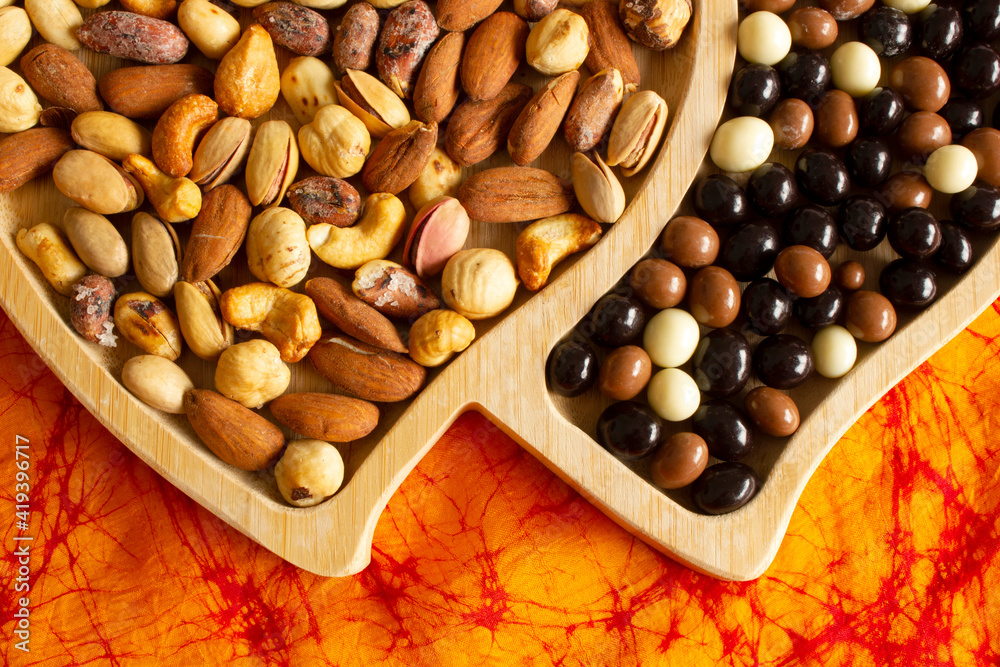 Mixed nuts and chocolate balls Mixed nuts and chocolate balls
