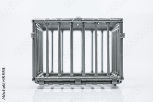 Canvas-taulu Prison bars isolated on white. Steel cage.