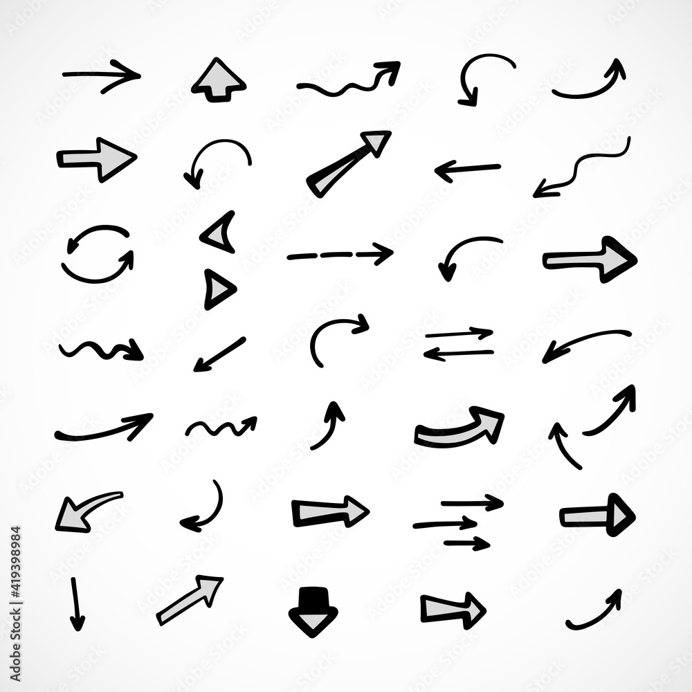 Vector set of hand-drawn arrows, elements for presentation Vector set of hand-drawn arrows, elements for presentation