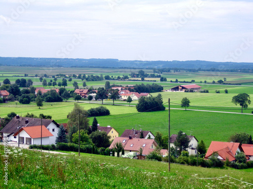 View over a beautiful landscape and village in Bavaria, Germany