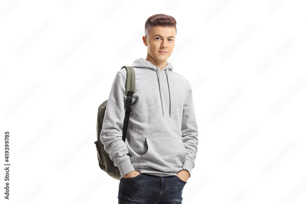Fototapeta premium Teenage schoolboy posing with hands in pockets