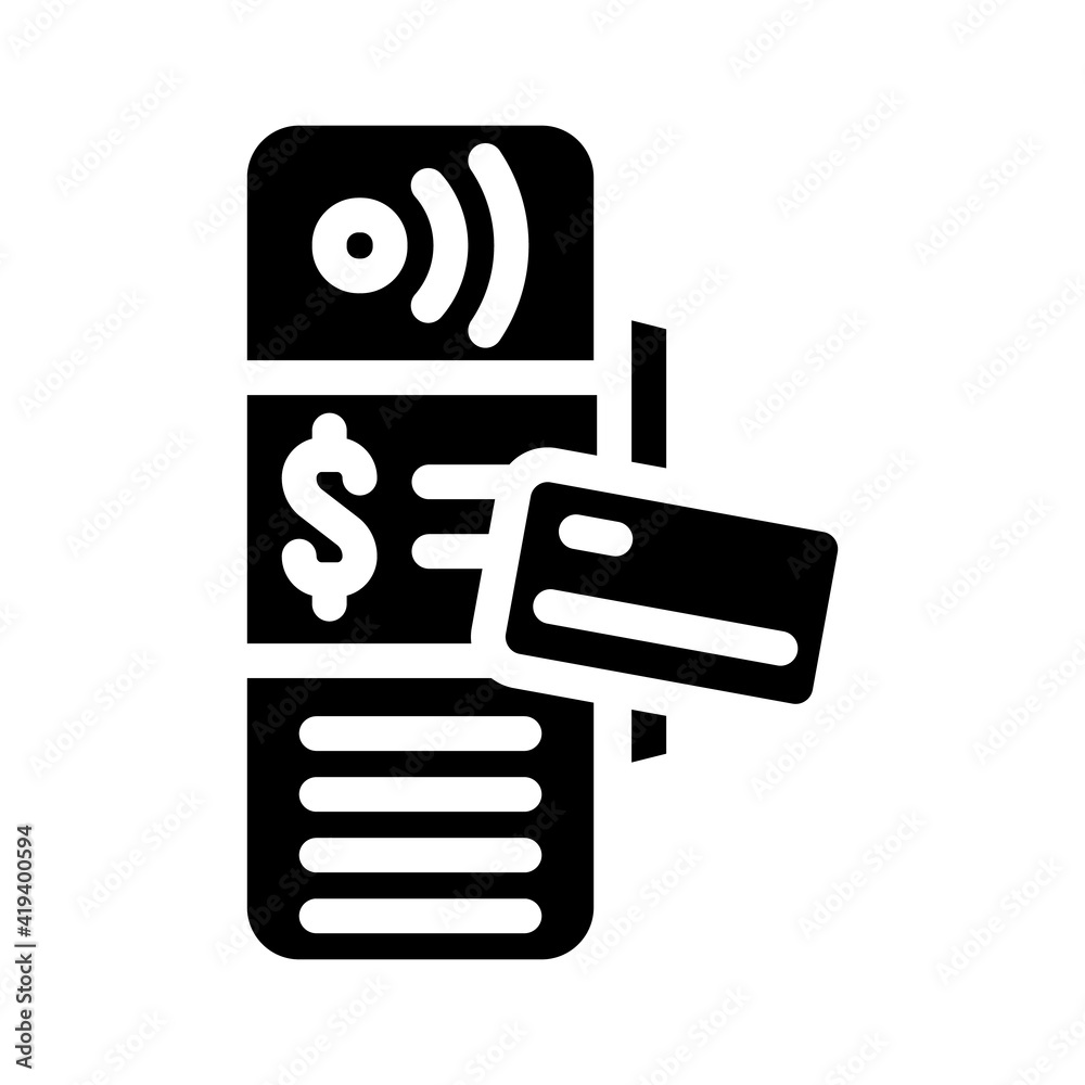 electronic terminal for payment glyph icon vector illustration