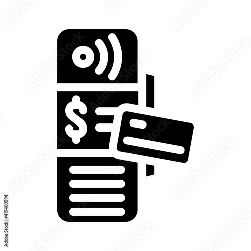 electronic terminal for payment glyph icon vector illustration