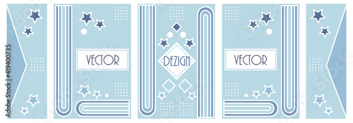 Vector set in blue tones in abstract style for design template of web, history, and social networks