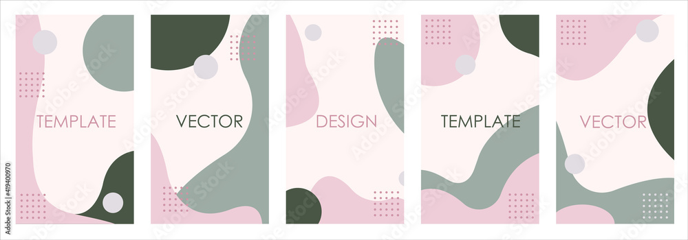 Fototapeta Vector set of non-ordinary backgrounds in minimalistic trendy style for story and social media design template