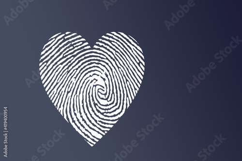 Illustration of a white heart imprint isolated on a dark blue background