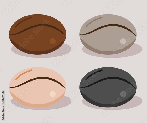 Vector illustrationset  of brown coffee beans for making drinks in cafe, logo, perfect for coffee product advertisement photo