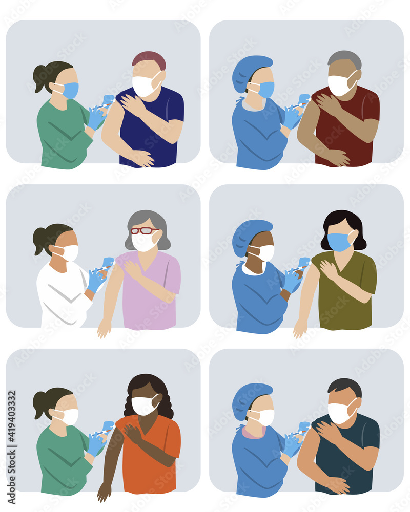 ワクチン接種を受ける人のイラスト 6種類 Stock Illustration Adobe Stock