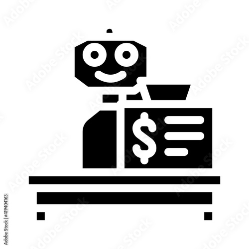 robot cashier glyph icon vector illustration sign