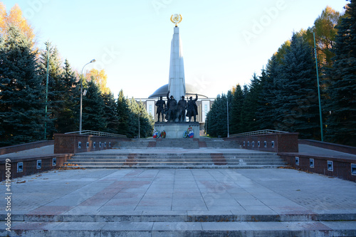 MOSCOW, RUSSIA - October 19, 2018: View of the monument on Poklonnaya Hill