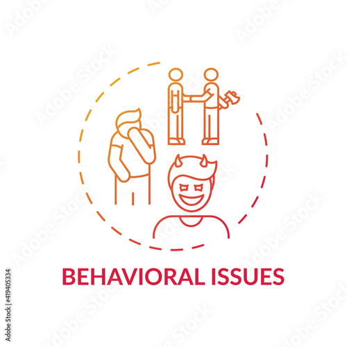 Behavioral issues concept icon. Online family therapy types. Curing family diseases. Behavioral and conduct disorder basics idea thin line illustration. Vector isolated outline RGB color drawing