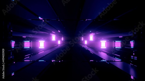 3d illustration of glowing purple lights on black background