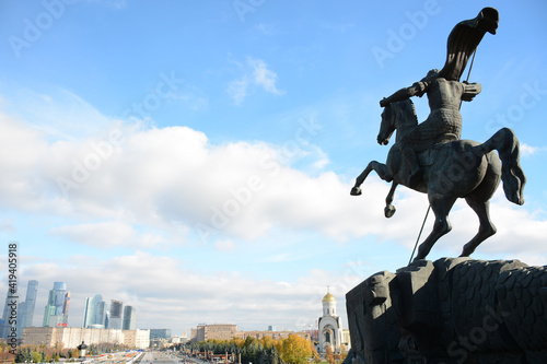 MOSCOW, RUSSIA - October 19, 2018: View of the monument on Poklonnaya Hill