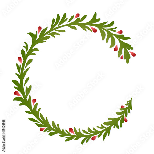 the Frame of a green plant with berries.