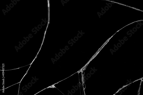 Close-up wrinkles and cracks LCD screen display of smartphone or tablet from smash and fall bumps, detail pattern and background