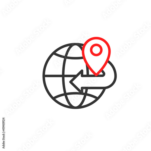 International shipment, global shipping program, delivery services, tracking order, globally transportation business. Vector line icon.