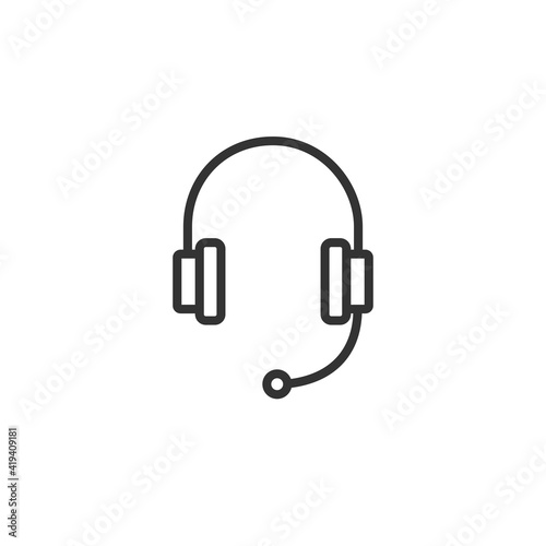 Customer Service icon or logo. Vector outline headset sign.