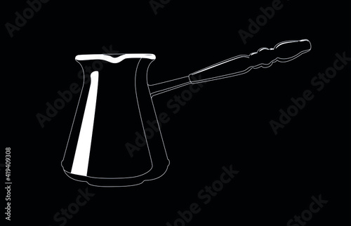 cezve white on black background