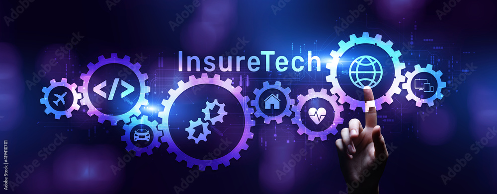 Insurtech Insurance technology online business finance concept on screen.