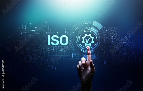 Bilde på lerret ISO Standard certification standardisation quality control concept on screen