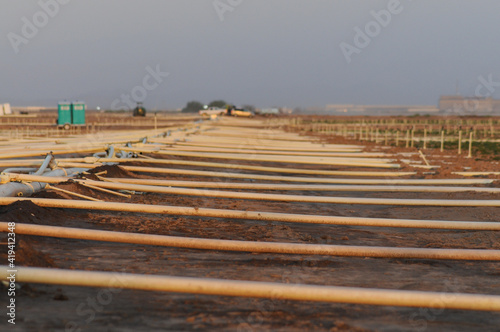 Pipe water distribution system in farmland