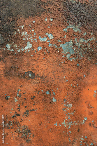 Fire cracked red paint texture. Rust on metal. Vertitical photo © Сергей Храмов