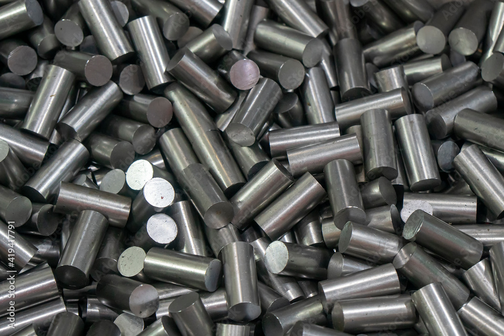The pile of ingots material for machine tools. The blank material preparation from band saw machine. The pile of ingots material for machine tools. The blank material preparation from band saw machine.