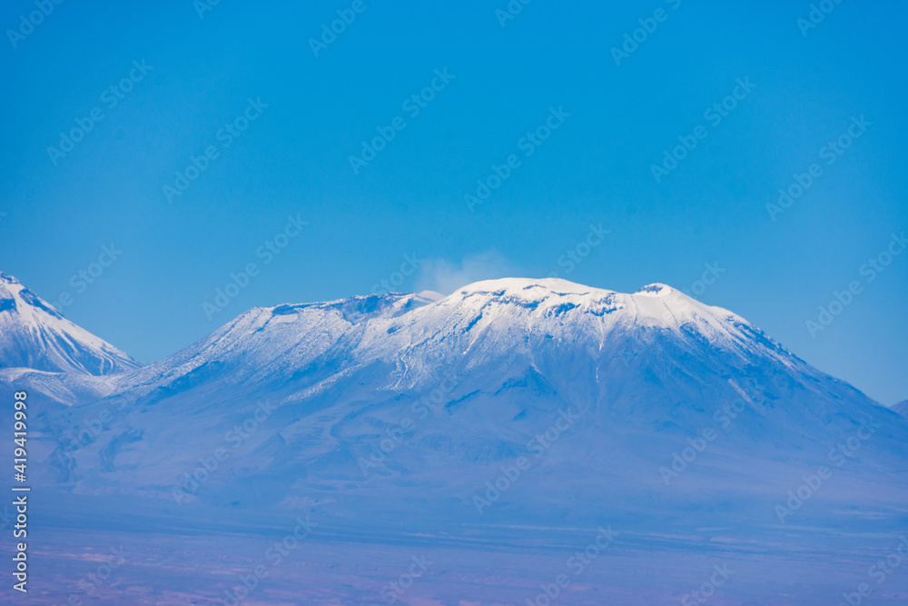 Volcanoes in the Atacama, Chile on a cloudless winter day